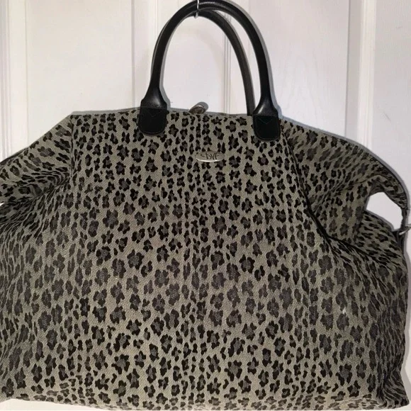 Diane von Furstenberg Leopard Print Large Tote Bag Black Handles DVF - Picture 2 of 7